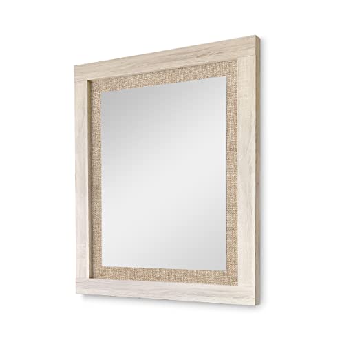 Homey, Wandspiegel, Modell Omabella, praktisch und funktional, Finish in Puccini und Textil, inklusive Beschläge, Maße: 75 cm (Höhe) x 90 cm (Breite) x 3,5 cm (Tiefe) von Homey
