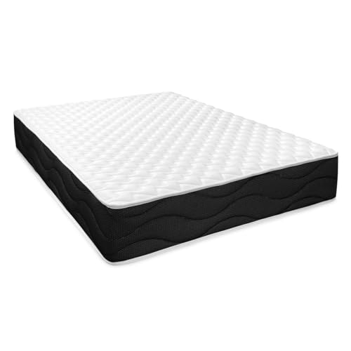 Homey Viskoelastische Matratze Sleep Pro wendbar, mit Kern mit hoher Dichte, optimale Festigkeit und Komfort, Memory-Schaum, Weiß/Schwarz, 140x190 von Homey