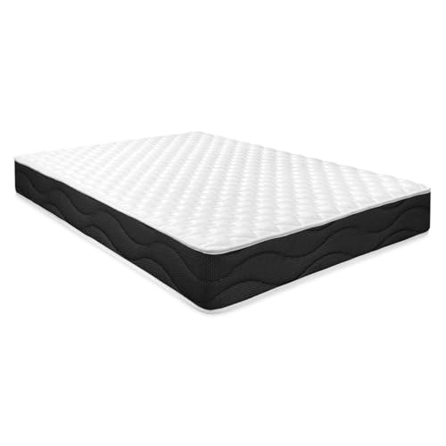 Homey Viskoelastische Matratze Sleep Pro wendbar, mit Kern mit hoher Dichte, optimale Festigkeit und Komfort, Memory-Schaum, Weiß/Schwarz, 140x190 von Homey