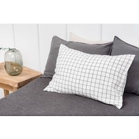 Leinen Kissenbezug, Weiß/Schwarz Kariert, Stonewashed Bettwäsche von HomeyLinenLT
