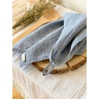 Leinen Küchentuch in Blau Melange. Geschirrtuch Aus Stone Washed Leinen. Küchenwäsche. Geschenkidee von HomeyLinenLT