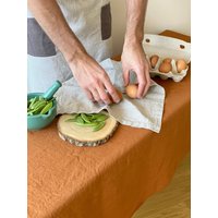 Terrakotta Leinen Tischdecke, Weiches Stonewashed Leinen, Sondergröße von HomeyLinenLT