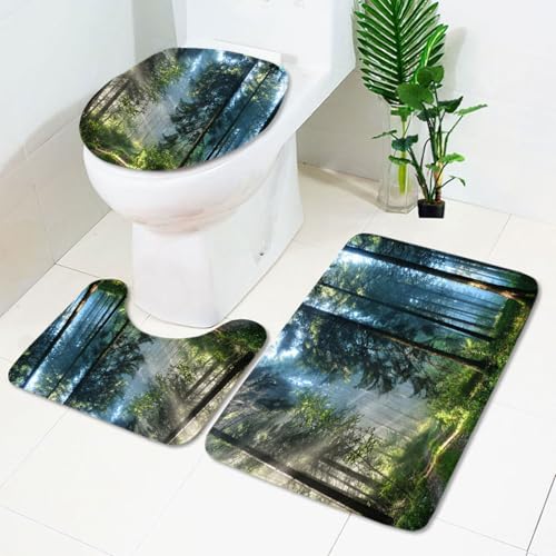 Bad Teppiche Set Blauer Grüner Baum Badezimmerteppich Waschbar WC Vorleger mit Ausschnitt und WC Deckelbezug 3 Teilig Badematte rutschfest Toilettensitzbezug Badgarnitur 50x80 cm Bad Teppiche Set Blauer Grüner Baum Badezimmerteppich Waschbar WC Vorleger mit Ausschnitt und WC Deckelbezug 3 Teilig Badematte rutschfest Toilettensitzbezug Badgarnitur 50x80 cm von Homeyang