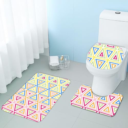 Bad Teppiche Set Dreieck Rosa Gelb Badezimmerteppich Waschbar WC Vorleger mit Ausschnitt und WC Deckelbezug 3 Teilig Badematte rutschfest Toilettensitzbezug Badgarnitur 45x75 cm Bad Teppiche Set Dreieck Rosa Gelb Badezimmerteppich Waschbar WC Vorleger mit Ausschnitt und WC Deckelbezug 3 Teilig Badematte rutschfest Toilettensitzbezug Badgarnitur 45x75 cm von Homeyang