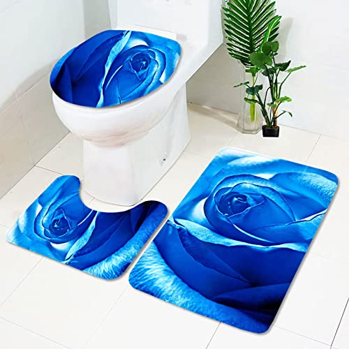 Bad Teppiche Set Dunkelblaue Blume Badezimmerteppich Waschbar WC Vorleger mit Ausschnitt und WC Deckelbezug 3 Teilig Badematte rutschfest Toilettensitzbezug Badgarnitur 45x75 cm Bad Teppiche Set Dunkelblaue Blume Badezimmerteppich Waschbar WC Vorleger mit Ausschnitt und WC Deckelbezug 3 Teilig Badematte rutschfest Toilettensitzbezug Badgarnitur 45x75 cm von Homeyang