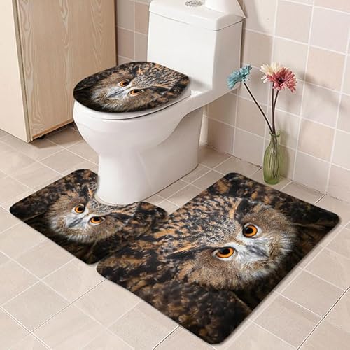 Bad Teppiche Set Eule Orange Braun Badezimmerteppich Waschbar WC Vorleger mit Ausschnitt und WC Deckelbezug 3 Teilig Badematte rutschfest Toilettensitzbezug Badgarnitur 50x80 cm Bad Teppiche Set Eule Orange Braun Badezimmerteppich Waschbar WC Vorleger mit Ausschnitt und WC Deckelbezug 3 Teilig Badematte rutschfest Toilettensitzbezug Badgarnitur 50x80 cm von Homeyang