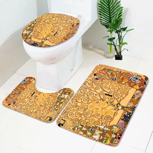 Bad Teppiche Set Geometrischer Gelber Baum Badezimmerteppich Waschbar WC Vorleger mit Ausschnitt und WC Deckelbezug 3 Teilig Badematte rutschfest Toilettensitzbezug Badgarnitur 50x80 cm Bad Teppiche Set Geometrischer Gelber Baum Badezimmerteppich Waschbar WC Vorleger mit Ausschnitt und WC Deckelbezug 3 Teilig Badematte rutschfest Toilettensitzbezug Badgarnitur 50x80 cm von Homeyang