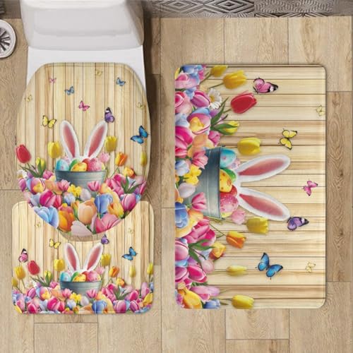 Bad Teppiche Set Schmetterling Gelbe Blumen Badezimmerteppich Waschbar WC Vorleger mit Ausschnitt und WC Deckelbezug 3 Teilig Badematte rutschfest Toilettensitzbezug Badgarnitur 45x75 cm Bad Teppiche Set Schmetterling Gelbe Blumen Badezimmerteppich Waschbar WC Vorleger mit Ausschnitt und WC Deckelbezug 3 Teilig Badematte rutschfest Toilettensitzbezug Badgarnitur 45x75 cm von Homeyang