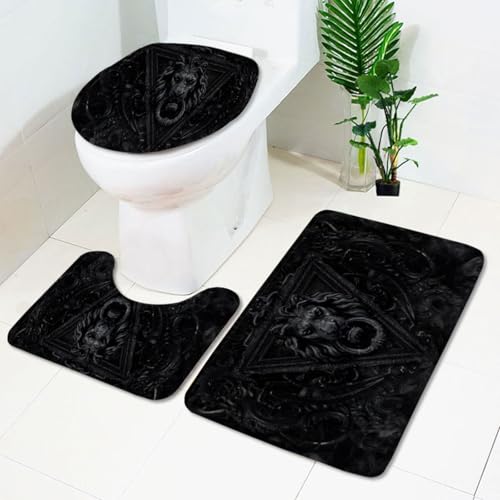 Bad Teppiche Set Schwarzer Abstrakter Löwe Badezimmerteppich Waschbar WC Vorleger mit Ausschnitt und WC Deckelbezug 3 Teilig Badematte rutschfest Toilettensitzbezug Badgarnitur 45x75 cm Bad Teppiche Set Schwarzer Abstrakter Löwe Badezimmerteppich Waschbar WC Vorleger mit Ausschnitt und WC Deckelbezug 3 Teilig Badematte rutschfest Toilettensitzbezug Badgarnitur 45x75 cm von Homeyang