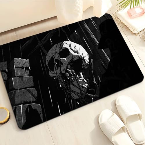 Badezimmermatte Black Retro Skull Duschteppich Weich Bath Mat Saugfähige Duschvorleger rutschfest Badezimmerteppich Waschbar Badteppich Fußmatte Badezimmer Badmatte (50x80cm) von Homeyang