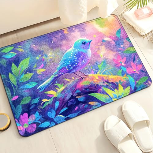 Badezimmermatte Blätter Lila Blau Duschteppich Weich Bath Mat Saugfähige Duschvorleger rutschfest Badezimmerteppich Waschbar Badteppich Fußmatte Badezimmer Badmatte (40x60cm) von Homeyang