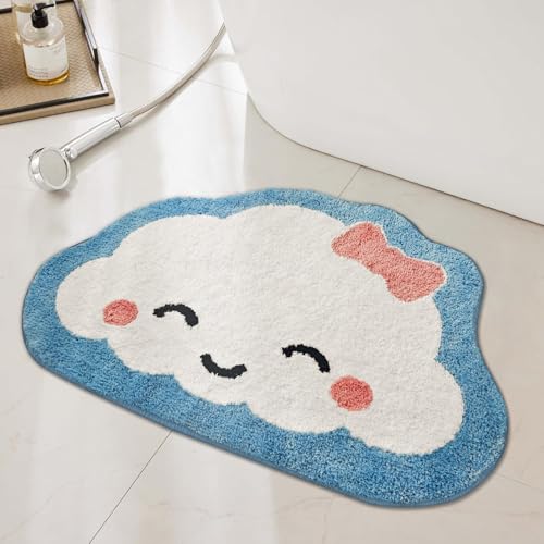 Badezimmermatte Blau Orange Wolken Duschteppich Weich Bath Mat Saugfähige Duschvorleger rutschfest Badezimmerteppich Waschbar Badteppich Fußmatte Badezimmer Badmatte (40x60cm) von Homeyang
