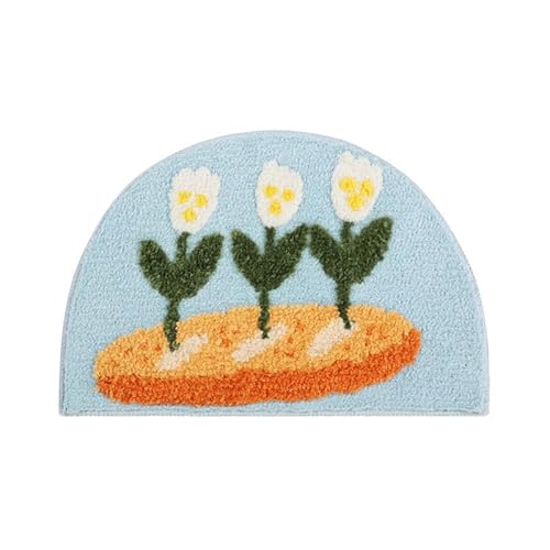 Badezimmermatte Blaue Grüne Blumen rutschfeste Badematte Saugfähige Bath Mat Weich Flauschig Duschteppich Waschbar Badvorleger Badezimmerteppich Duschvorleger rutschfest (50x80cm) von Homeyang