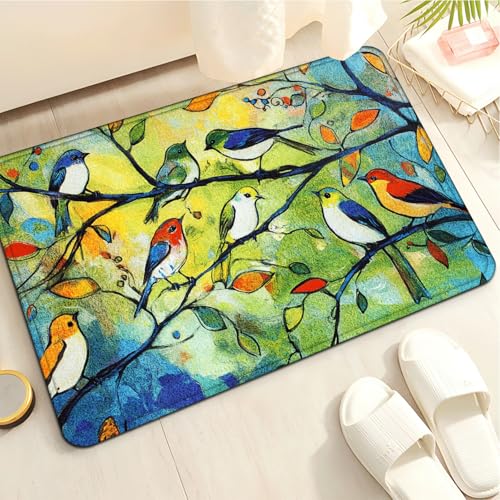 Badezimmermatte Blaue Orangenblätter Duschteppich Weich Bath Mat Saugfähige Duschvorleger rutschfest Badezimmerteppich Waschbar Badteppich Fußmatte Badezimmer Badmatte (50x80cm) von Homeyang