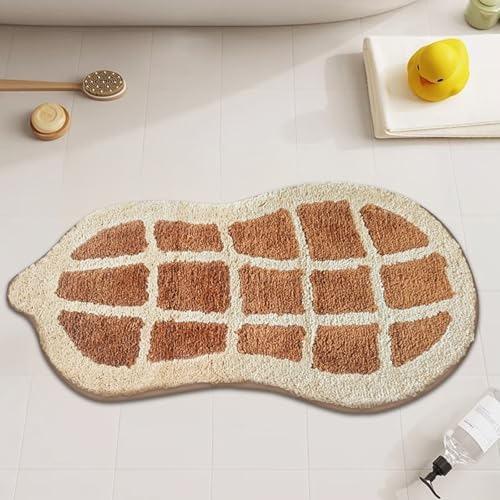 Badezimmermatte Braune Erdnussmuster Duschteppich Weich Bath Mat Saugfähige Duschvorleger rutschfest Badezimmerteppich Waschbar Badteppich Fußmatte Badezimmer Badmatte (40x60cm) von Homeyang