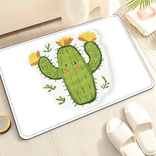 Badezimmermatte Cute Plant Green Duschteppich Weich Bath Mat Saugfähige Duschvorleger rutschfest Badezimmerteppich Waschbar Badteppich Fußmatte Badezimmer Badmatte (40x60cm) von Homeyang
