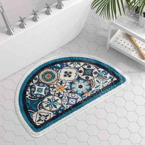 Badezimmermatte Dunkelblaue Mandala Duschteppich Weich Bath Mat Saugfähige Duschvorleger rutschfest Badezimmerteppich Waschbar Badteppich Fußmatte Badezimmer Badmatte (50x80cm) von Homeyang