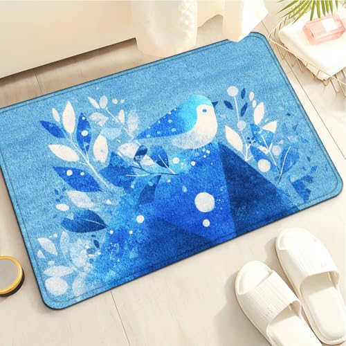 Badezimmermatte Dunkelblauer Vogel Duschteppich Weich Bath Mat Saugfähige Duschvorleger rutschfest Badezimmerteppich Waschbar Badteppich Fußmatte Badezimmer Badmatte (50x80cm) von Homeyang