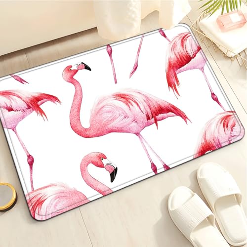 Badezimmermatte Eleganter Rosa Flamingo Duschteppich Weich Bath Mat Saugfähige Duschvorleger rutschfest Badezimmerteppich Waschbar Badteppich Fußmatte Badezimmer Badmatte (40x60cm) von Homeyang