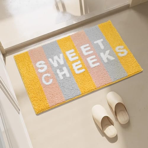 Badezimmermatte Gelbe Graue Streifen Duschteppich Weich Bath Mat Saugfähige Duschvorleger rutschfest Badezimmerteppich Waschbar Badteppich Fußmatte Badezimmer Badmatte (40x60cm) von Homeyang