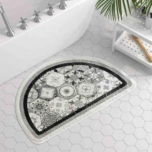 Badezimmermatte Geometrische Graue Mandala Duschteppich Weich Bath Mat Saugfähige Duschvorleger rutschfest Badezimmerteppich Waschbar Badteppich Fußmatte Badezimmer Badmatte (50x80cm) von Homeyang