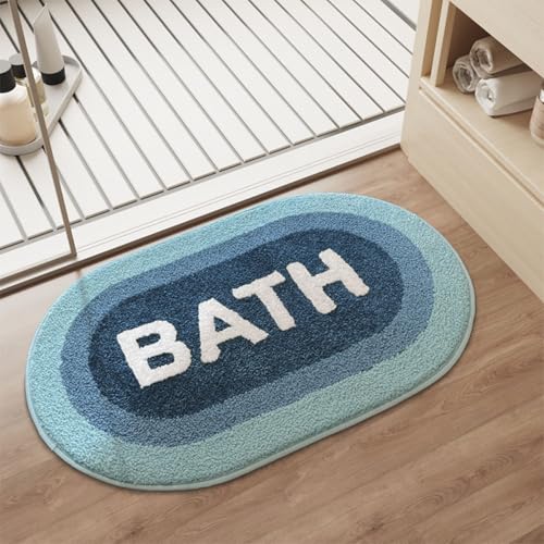 Badezimmermatte Gradient Blau Grün Duschteppich Weich Bath Mat Saugfähige Duschvorleger rutschfest Badezimmerteppich Waschbar Badteppich Fußmatte Badezimmer Badmatte (50x80cm) von Homeyang