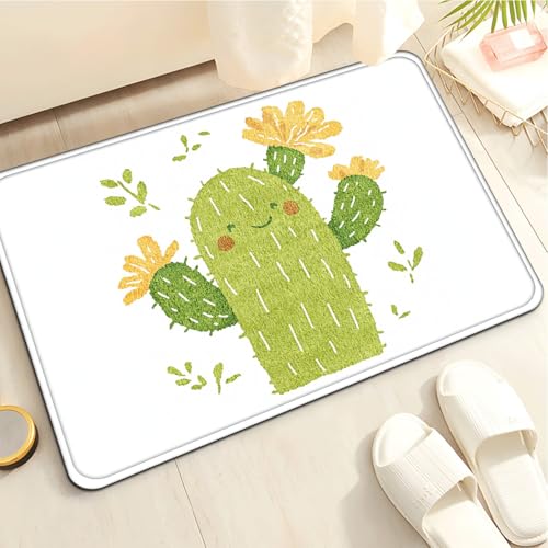 Badezimmermatte Green Yellow Flowers Duschteppich Weich Bath Mat Saugfähige Duschvorleger rutschfest Badezimmerteppich Waschbar Badteppich Fußmatte Badezimmer Badmatte (50x80cm) von Homeyang