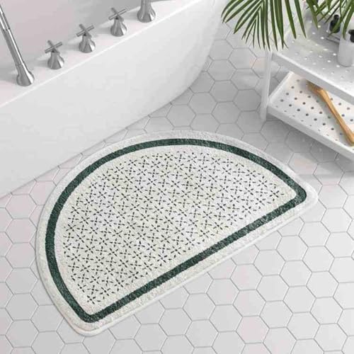 Badezimmermatte Grün Beige Drucken Duschteppich Weich Bath Mat Saugfähige Duschvorleger rutschfest Badezimmerteppich Waschbar Badteppich Fußmatte Badezimmer Badmatte (50x80cm) von Homeyang