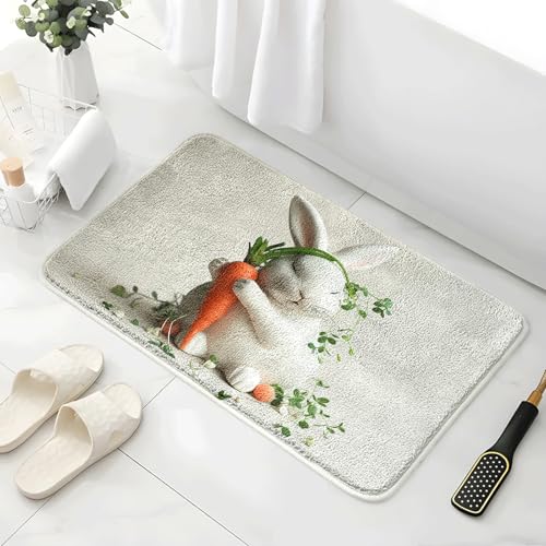 Badezimmermatte Karotten Orange Kaninchen Duschteppich Weich Bath Mat Saugfähige Duschvorleger rutschfest Badezimmerteppich Waschbar Badteppich Fußmatte Badezimmer Badmatte (50x80cm) von Homeyang