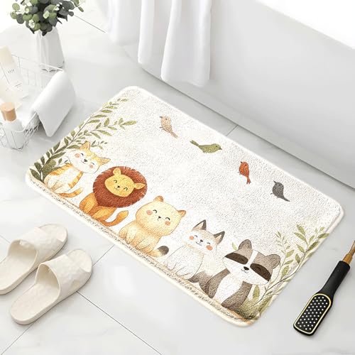 Badezimmermatte Löwe Gelb Süß Duschteppich Weich Bath Mat Saugfähige Duschvorleger rutschfest Badezimmerteppich Waschbar Badteppich Fußmatte Badezimmer Badmatte (50x80cm) von Homeyang