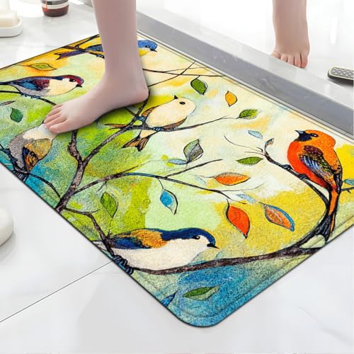 Badezimmermatte Orange Blätter Gelb Duschteppich Weich Bath Mat Saugfähige Duschvorleger rutschfest Badezimmerteppich Waschbar Badteppich Fußmatte Badezimmer Badmatte (40x60cm) von Homeyang