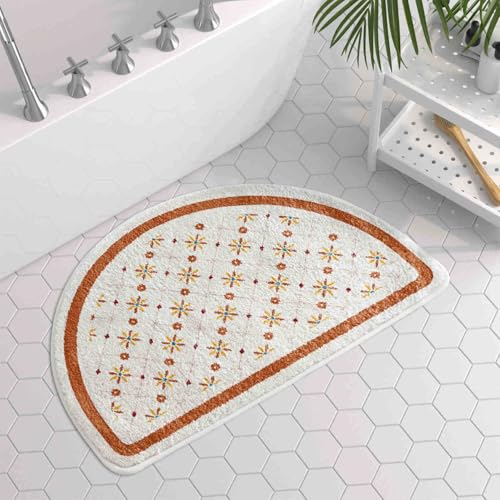 Badezimmermatte Orange Gelb Blumen Duschteppich Weich Bath Mat Saugfähige Duschvorleger rutschfest Badezimmerteppich Waschbar Badteppich Fußmatte Badezimmer Badmatte (50x80cm) von Homeyang