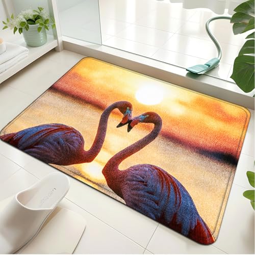 Badezimmermatte Orange Pink Sun Duschteppich Weich Bath Mat Saugfähige Duschvorleger rutschfest Badezimmerteppich Waschbar Badteppich Fußmatte Badezimmer Badmatte (40x60cm) von Homeyang
