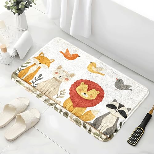 Badezimmermatte Orange Tierblätter Duschteppich Weich Bath Mat Saugfähige Duschvorleger rutschfest Badezimmerteppich Waschbar Badteppich Fußmatte Badezimmer Badmatte (40x60cm) von Homeyang