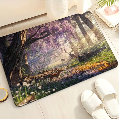 Badezimmermatte Purpurbraun Baum Duschteppich Weich Bath Mat Saugfähige Duschvorleger rutschfest Badezimmerteppich Waschbar Badteppich Fußmatte Badezimmer Badmatte (40x60cm) von Homeyang