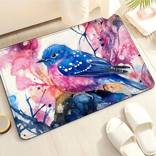 Badezimmermatte Rosa Blaue Tinte Duschteppich Weich Bath Mat Saugfähige Duschvorleger rutschfest Badezimmerteppich Waschbar Badteppich Fußmatte Badezimmer Badmatte (50x80cm) von Homeyang