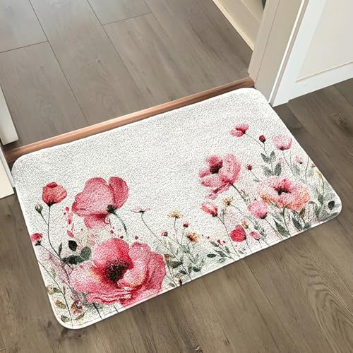 Badezimmermatte Rosa Blumenblätter Duschteppich Weich Bath Mat Saugfähige Duschvorleger rutschfest Badezimmerteppich Waschbar Badteppich Fußmatte Badezimmer Badmatte (40x60cm) von Homeyang
