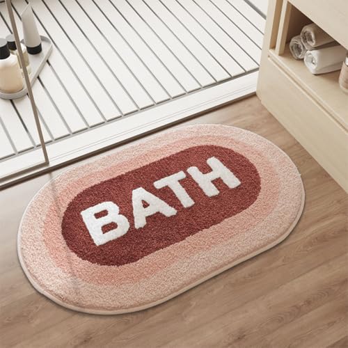 Badezimmermatte Rosa Braun Gradient Duschteppich Weich Bath Mat Saugfähige Duschvorleger rutschfest Badezimmerteppich Waschbar Badteppich Fußmatte Badezimmer Badmatte (50x80cm) von Homeyang