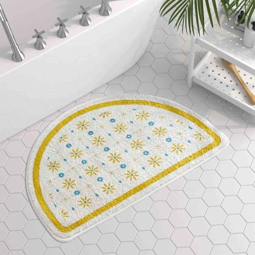 Badezimmermatte Senf Gelbe Blume Duschteppich Weich Bath Mat Saugfähige Duschvorleger rutschfest Badezimmerteppich Waschbar Badteppich Fußmatte Badezimmer Badmatte (50x80cm) von Homeyang