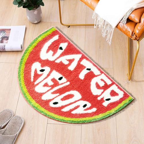 Badezimmermatte Wassermelone Rot Grün Duschteppich Weich Bath Mat Saugfähige Duschvorleger rutschfest Badezimmerteppich Waschbar Badteppich Fußmatte Badezimmer Badmatte (50x80cm) von Homeyang