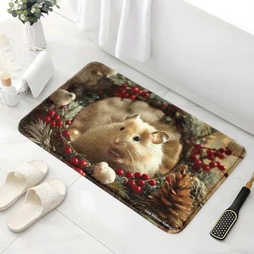 Badezimmermatte Weihnachtsbraune Tiere Duschteppich Weich Bath Mat Saugfähige Duschvorleger rutschfest Badezimmerteppich Waschbar Badteppich Fußmatte Badezimmer Badmatte (40x60cm) von Homeyang