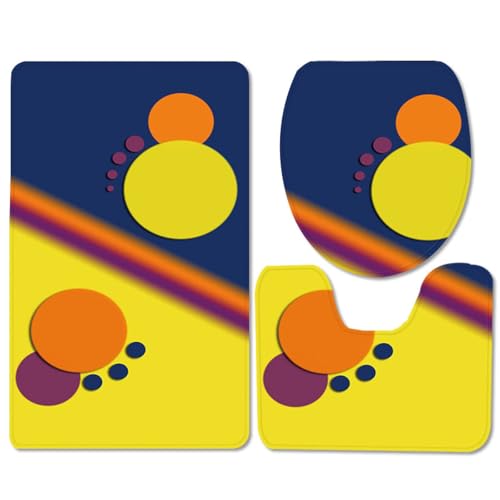 Badteppich Set Blaue Gelbe Kreise Badezimmermatte rutschfest Waschbar Bad Vorleger Dekoration Schnell Trocknend Badgarnitur 3 Teilig Stand WC Deckelbezug Bath Mat 50x80 cm Badteppich Set Blaue Gelbe Kreise Badezimmermatte rutschfest Waschbar Bad Vorleger Dekoration Schnell Trocknend Badgarnitur 3 Teilig Stand WC Deckelbezug Bath Mat 50x80 cm von Homeyang