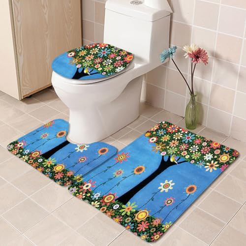 Badteppich Set Blauer Baum Mandala Badezimmermatte rutschfest Waschbar Bad Vorleger Dekoration Schnell Trocknend Badgarnitur 3 Teilig Stand WC Deckelbezug Bath Mat 50x80 cm Badteppich Set Blauer Baum Mandala Badezimmermatte rutschfest Waschbar Bad Vorleger Dekoration Schnell Trocknend Badgarnitur 3 Teilig Stand WC Deckelbezug Bath Mat 50x80 cm von Homeyang