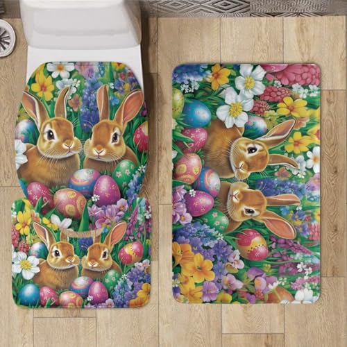 Badteppich Set Braun Grüner Kaninchen Badezimmermatte rutschfest Waschbar Bad Vorleger Dekoration Schnell Trocknend Badgarnitur 3 Teilig Stand WC Deckelbezug Bath Mat 50x80 cm Badteppich Set Braun Grüner Kaninchen Badezimmermatte rutschfest Waschbar Bad Vorleger Dekoration Schnell Trocknend Badgarnitur 3 Teilig Stand WC Deckelbezug Bath Mat 50x80 cm von Homeyang