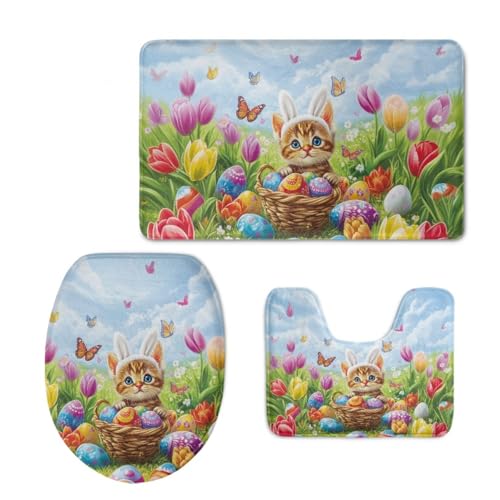 Badteppich Set Grüne Katzenblume Badezimmermatte rutschfest Waschbar Bad Vorleger Dekoration Schnell Trocknend Badgarnitur 3 Teilig Stand WC Deckelbezug Bath Mat 50x80 cm Badteppich Set Grüne Katzenblume Badezimmermatte rutschfest Waschbar Bad Vorleger Dekoration Schnell Trocknend Badgarnitur 3 Teilig Stand WC Deckelbezug Bath Mat 50x80 cm von Homeyang