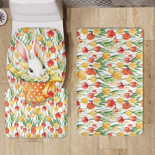 Badteppich Set Rot Gelb Blumen Badezimmermatte rutschfest Waschbar Bad Vorleger Dekoration Schnell Trocknend Badgarnitur 3 Teilig Stand WC Deckelbezug Bath Mat 50x80 cm Badteppich Set Rot Gelb Blumen Badezimmermatte rutschfest Waschbar Bad Vorleger Dekoration Schnell Trocknend Badgarnitur 3 Teilig Stand WC Deckelbezug Bath Mat 50x80 cm von Homeyang