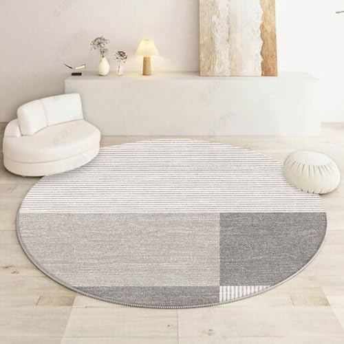 Outdoor Teppich Rund Beige Grau Streifen Teppich Wohnzimmer Schlafzimmer Kinderzimmer Indoor Flauschiger Weich Anti Rutsch Dekoration Waschbare Teppiche Runde 40 cm von Homeyang