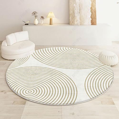 Outdoor Teppich Rund Beige Grüne Linie Teppich Wohnzimmer Schlafzimmer Kinderzimmer Indoor Flauschiger Weich Anti Rutsch Dekoration Waschbare Teppiche Runde 60 cm von Homeyang