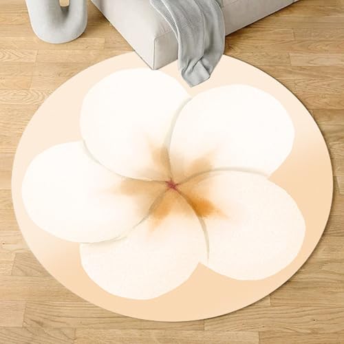 Outdoor Teppich Rund Beige Orange Blume Teppiche Wohnzimmer Schlafzimmer Kinderzimmer für Garten Terrasse Flauschiger Teppich Waschbar in Waschmaschine 40 cm von Homeyang