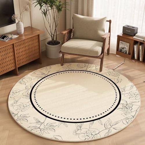 Outdoor Teppich Rund Beige Schwarz Blumen Teppich Wohnzimmer Schlafzimmer Kinderzimmer Indoor Flauschiger Weich Anti Rutsch Dekoration Waschbare Teppiche Runde 80 cm Outdoor Teppich Rund Beige Schwarz Blumen Teppich Wohnzimmer Schlafzimmer Kinderzimmer Indoor Flauschiger Weich Anti Rutsch Dekoration Waschbare Teppiche Runde 80 cm von Homeyang